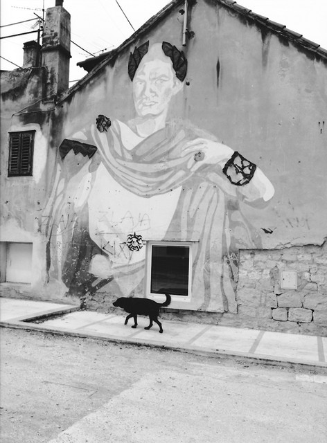 Mural of Caesar and Dog in Split, Croatia