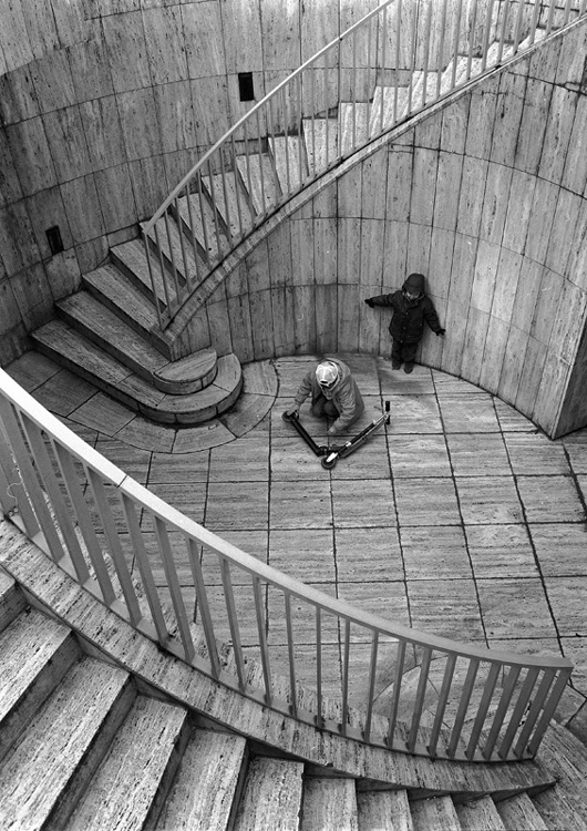 Boys, Scooter and Stairs (from the Paris Cycle)