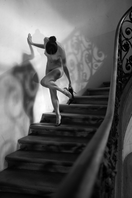 Female Nude on Stairs in High Heels Female Nude on Stairs in High Heels